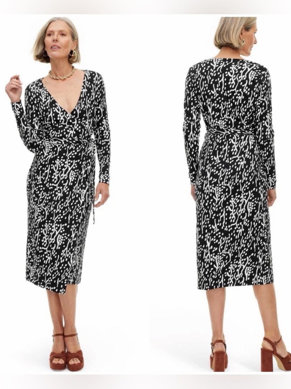 Diane Von Furstenberg DVF Target Black Sea Spots Wrap Dress XXL NWT